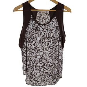 ÁMBAR Brown Floral Print Tank Top Sleeveless Blouse Medium‎ Women's Flowy BOHO
